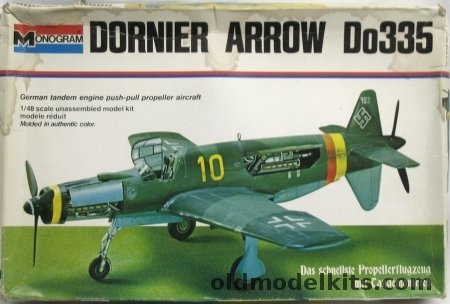 Monogram 1/48 Dornier Arrow Do-335 - A-0 Day Fighter or Do-335 V-10 Night Fighter, 7538 plastic model kit